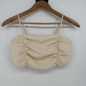 House‎ of Harlow 1960 Chiffon Cream Crop Top Women's Small Revolve Ruched